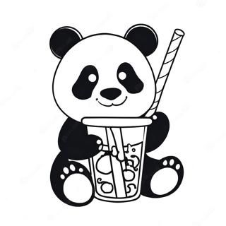 Panda Pijąca Boba Kolorowanki